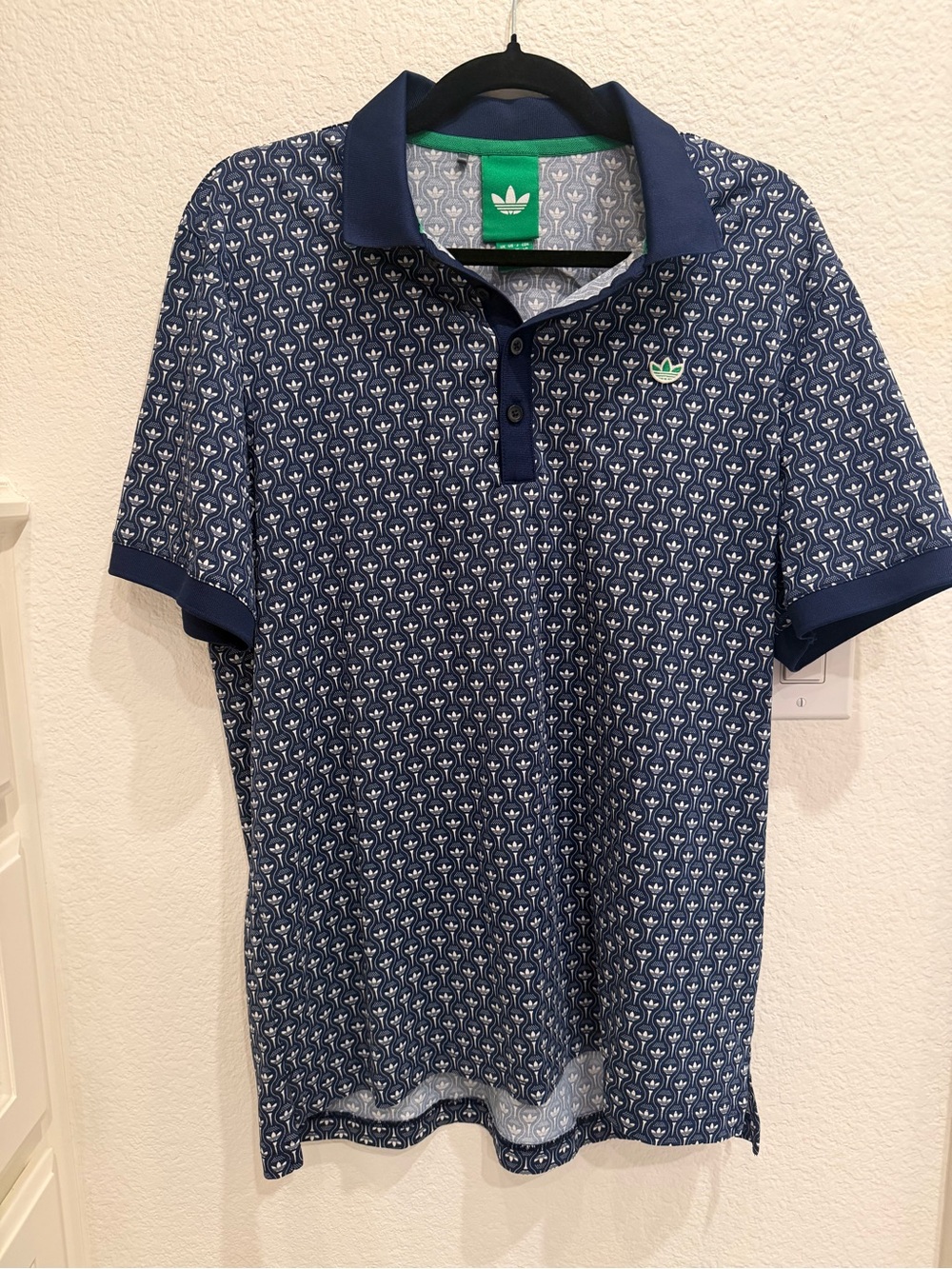 Adidas Men’s Navy Patterned Polo Shirt